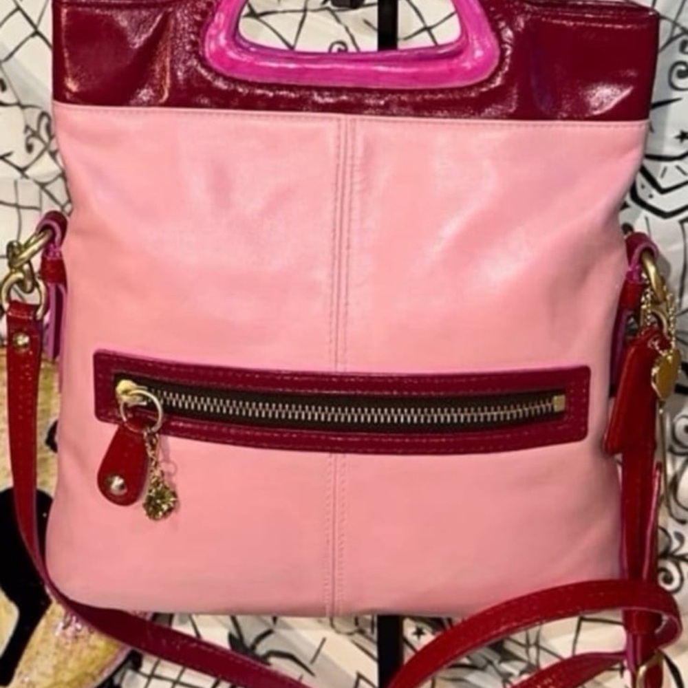 Vintage Coach 13388 Rare Bonnie Cashin Color Block Lt. pink/Burgundy/Raspberry